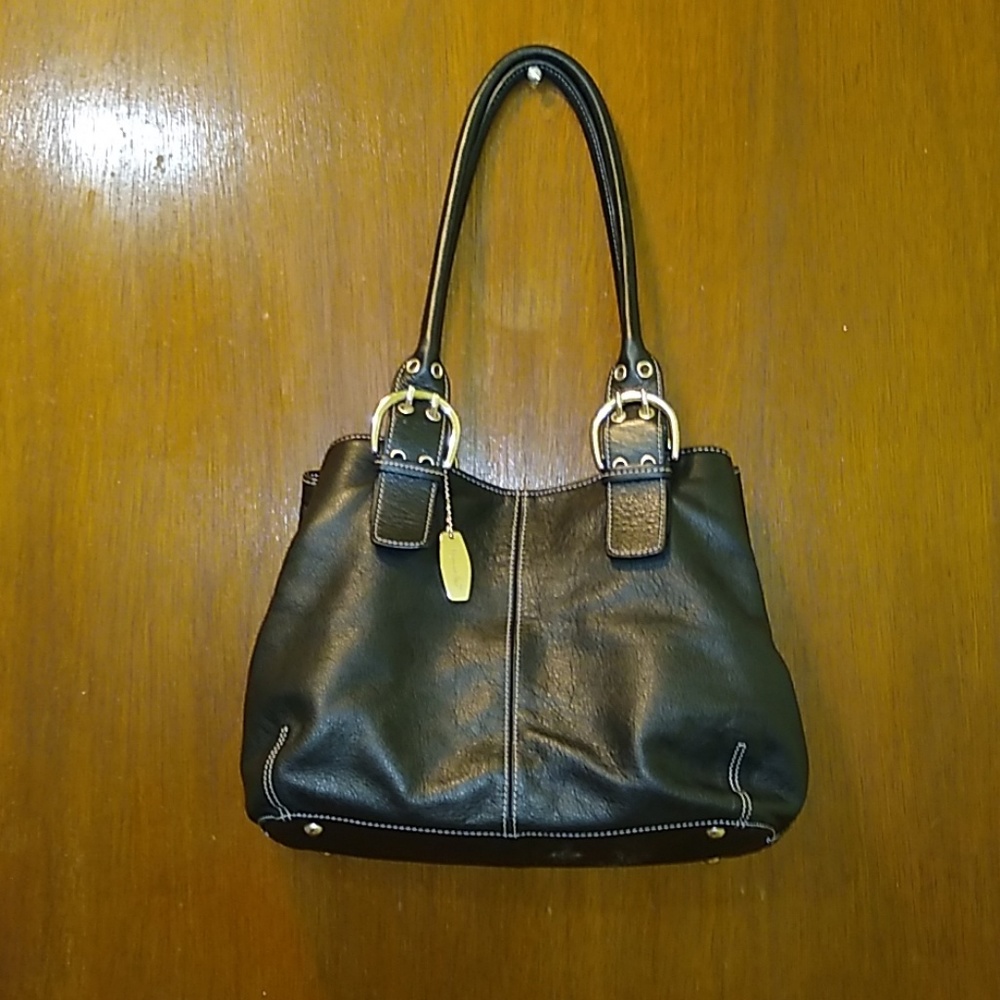 Vintage Tignanello Black Pebbled Leather Shoul